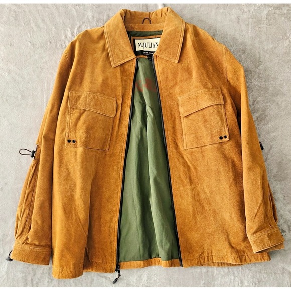 M. Julian Jackets & Blazers - Vintage Orange M. Julian Suede Utility Zip Up Jacket Size XL Wilsons